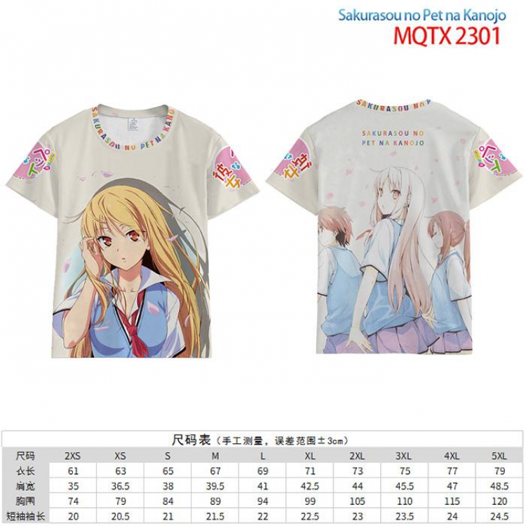 Sakurasou no Pet na Kanojo Full color short sleeve t-shirt 10 sizes from 2XS to 5XL MQTX-2301