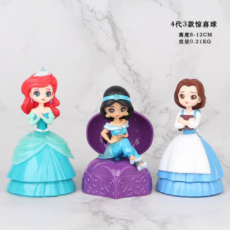 Disney Princess a set of three Bagged Figure Decoration Model 7CM 0.21CM