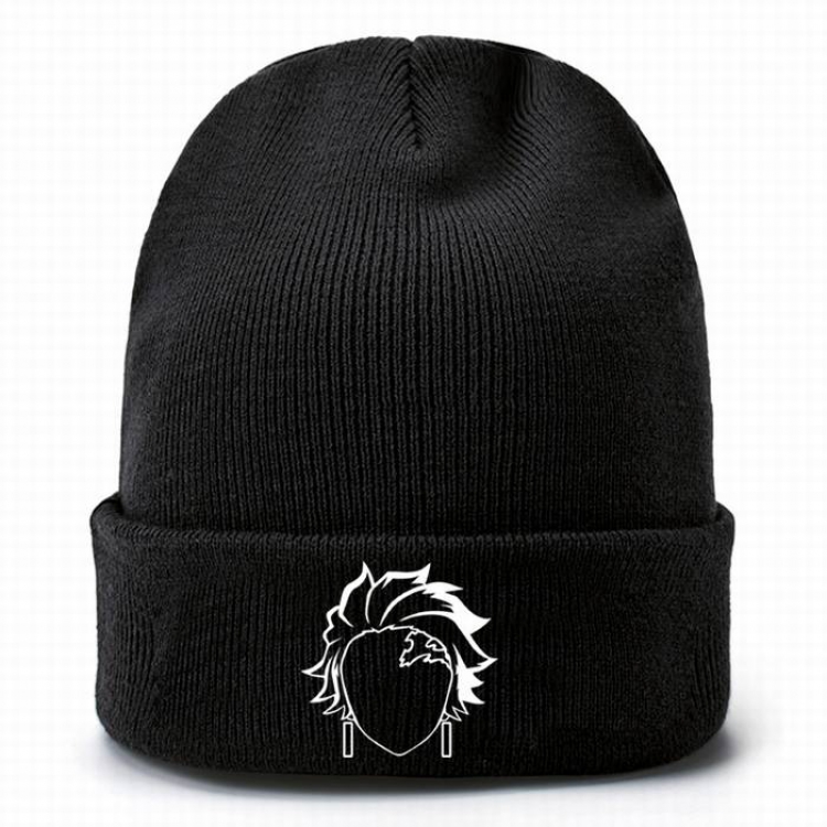 Demon Slayer Kimets-17 Black Thicken Knitting Hat Head circumference (bouncy）