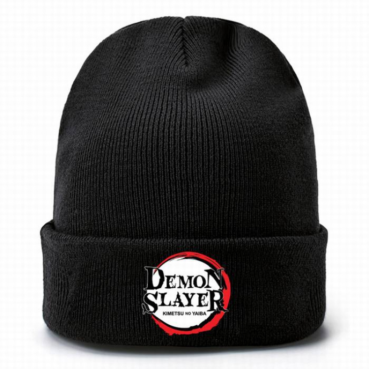 Demon Slayer Kimets-4 Black Thicken Knitting Hat Head circumference (bouncy）