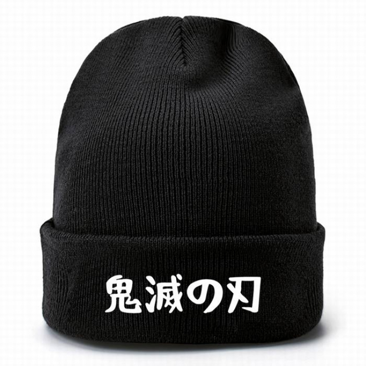 Demon Slayer Kimets-5 Black Thicken Knitting Hat Head circumference (bouncy）