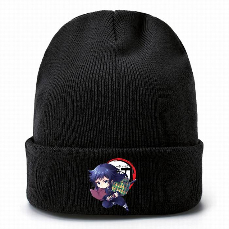 Demon Slayer Kimets-8 Black Thicken Knitting Hat Head circumference (bouncy）