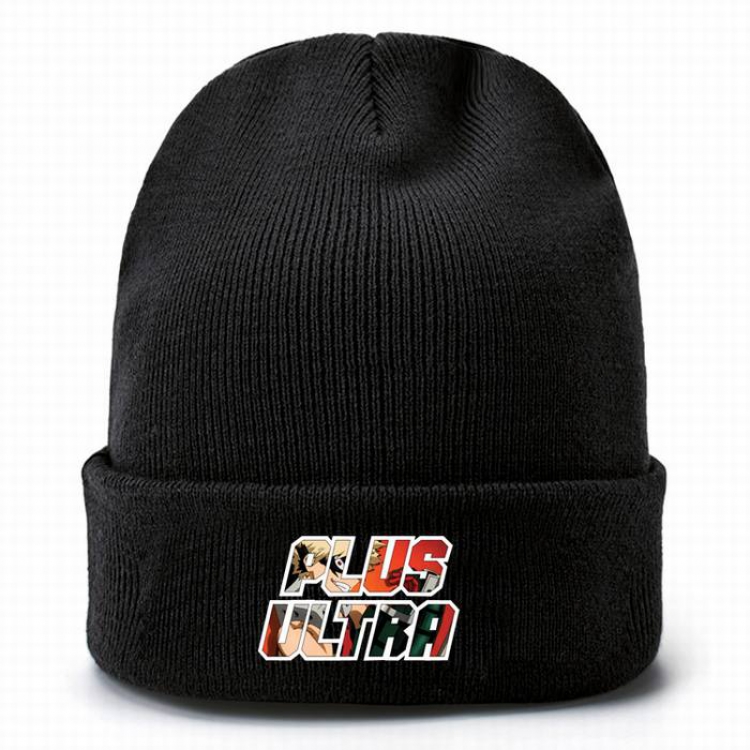 My Hero Academia-7 Black Thicken Knitting Hat Head circumference (bouncy）