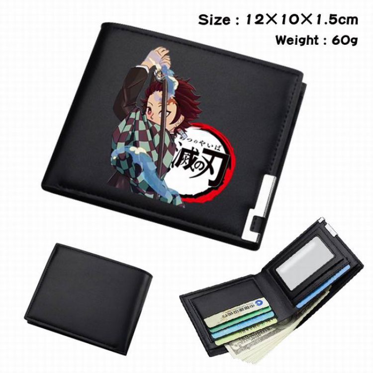 Demon Slayer Kimets-10 Black short folding leather wallet 12X10X1.5CM