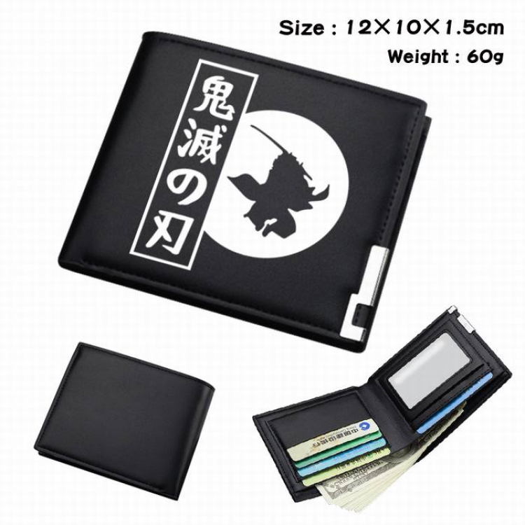 Demon Slayer Kimets-08 Black short folding leather wallet 12X10X1.5CM