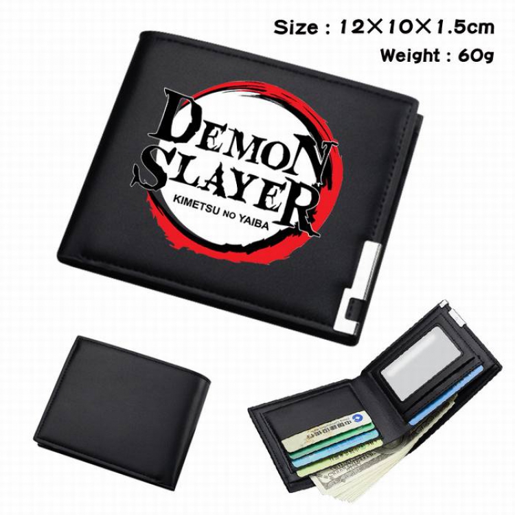 Demon Slayer Kimets-14 Black short folding leather wallet 12X10X1.5CM