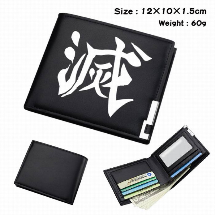 Demon Slayer Kimets-12 Black short folding leather wallet 12X10X1.5CM