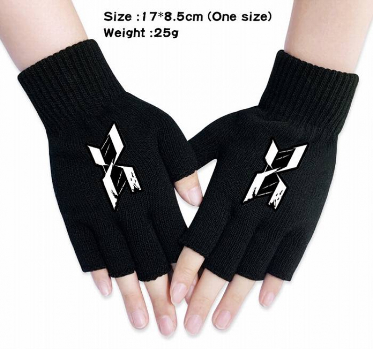Arknights-9A Black knitted half finger gloves