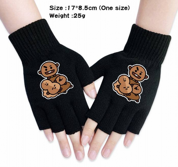 BTS-1A Black knitted half finger gloves
