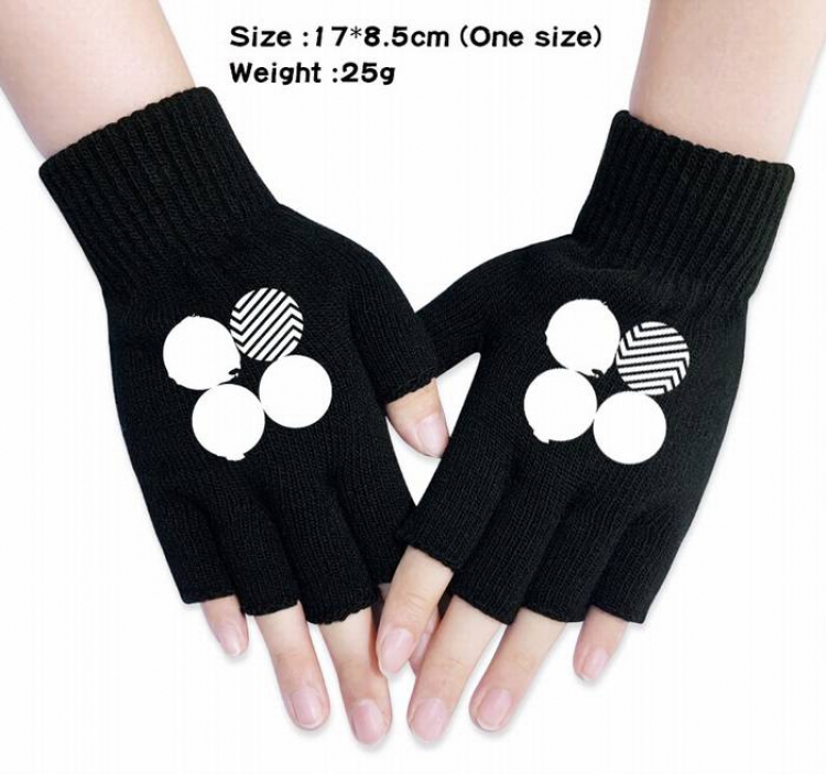 BTS-29A Black knitted half finger gloves