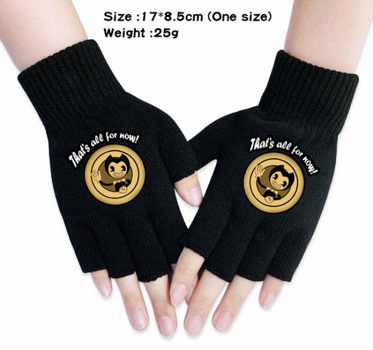 Bendy-7A Black knitted half finger gloves