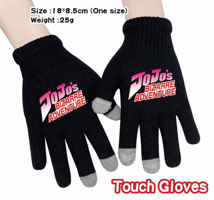 JoJos Bizarre Adventure-1A Black Anime knit full finger touch screen gloves