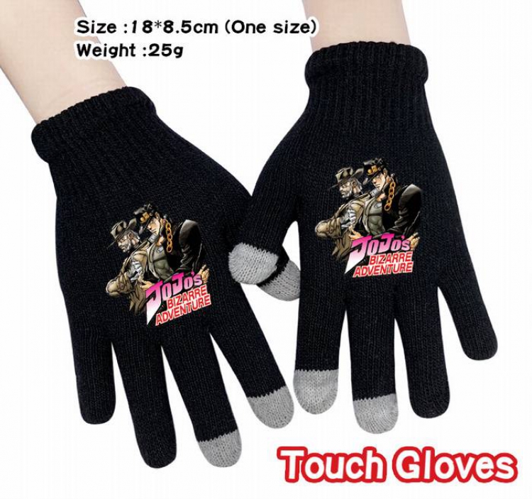 JoJos Bizarre Adventure-2A Black Anime knit full finger touch screen gloves