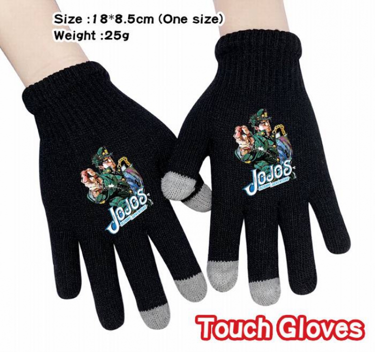 JoJos Bizarre Adventure-4A Black Anime knit full finger touch screen gloves