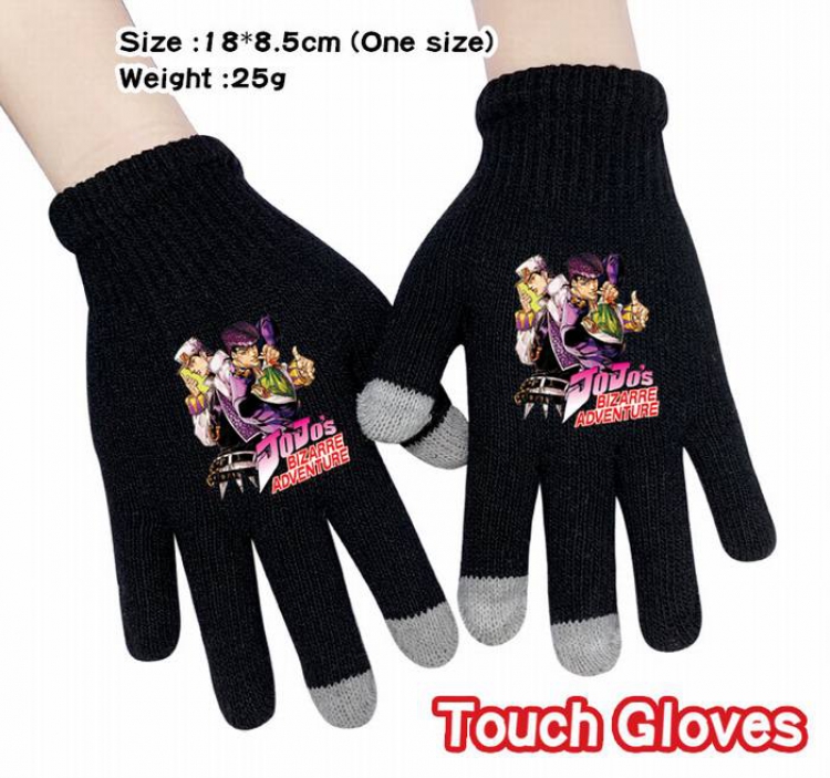 JoJos Bizarre Adventure-8A Black Anime knit full finger touch screen gloves