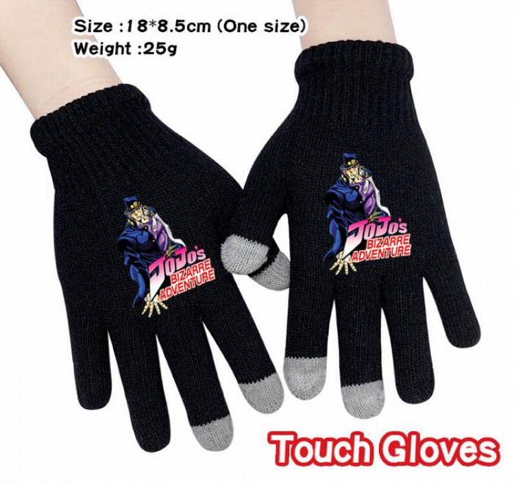 JoJos Bizarre Adventure-5A Black Anime knit full finger touch screen gloves