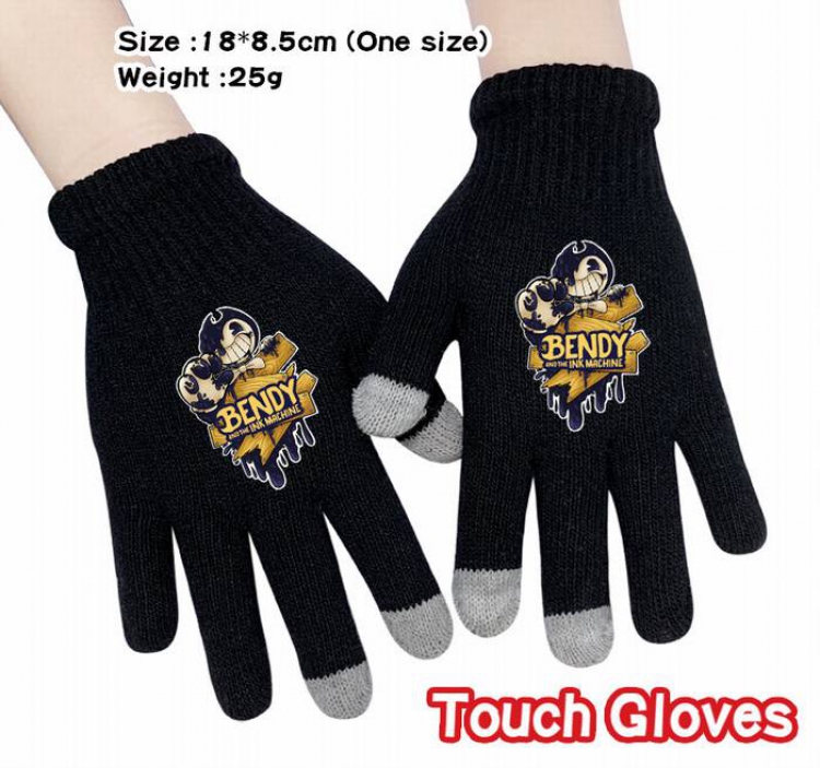 Bendy-11A Black Anime knit full finger touch screen gloves