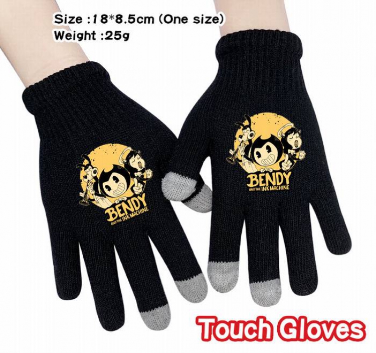 Bendy-15A Black Anime knit full finger touch screen gloves