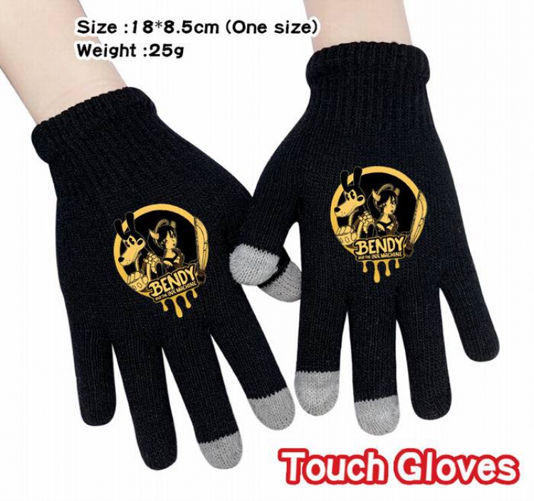 Bendy-3A Black Anime knit full finger touch screen gloves