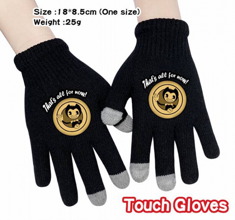 Bendy-7A Black Anime knit full finger touch screen gloves