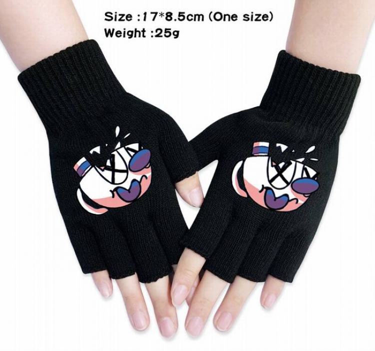 Cuphead-10A Black Anime knitted half finger gloves