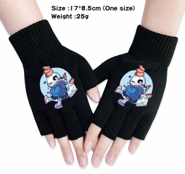 Undertale-2A Black Anime knitted half finger gloves