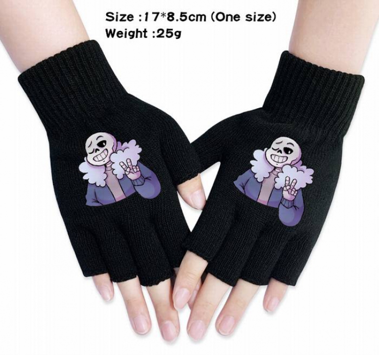 Undertale-3A Black Anime knitted half finger gloves