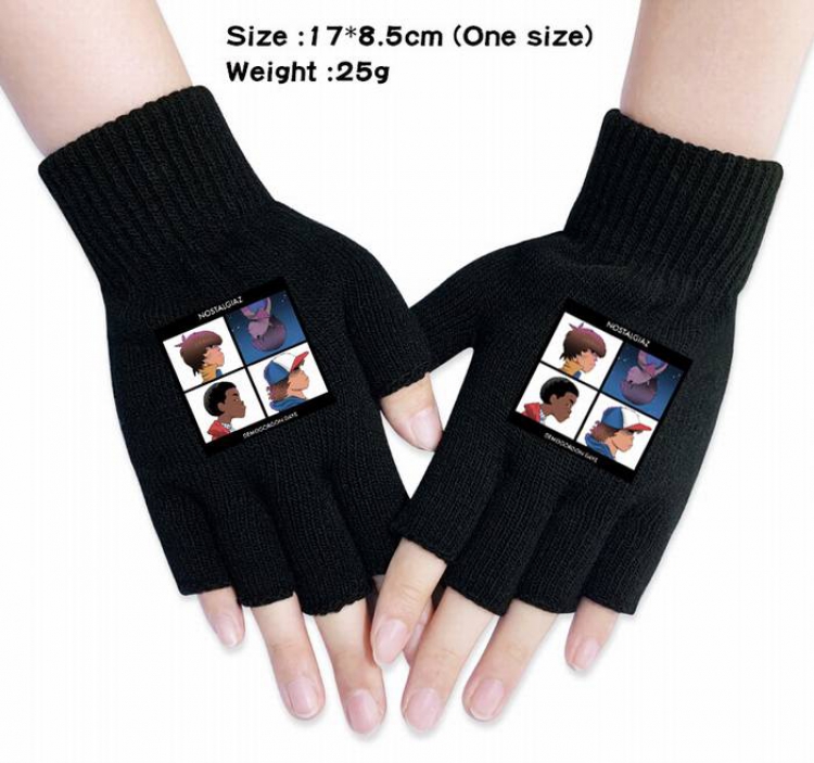 Stranger Things-11A Black Anime knitted half finger gloves