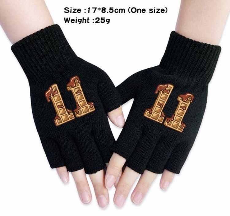 Stranger Things-2A Black Anime knitted half finger gloves