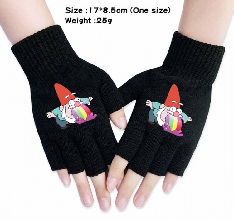 Gravity Falls-10A Black Anime knitted half finger gloves