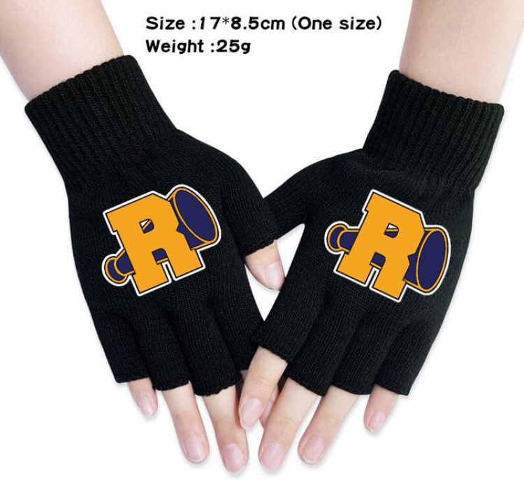 Riverdale-A Black Anime knitted half finger gloves