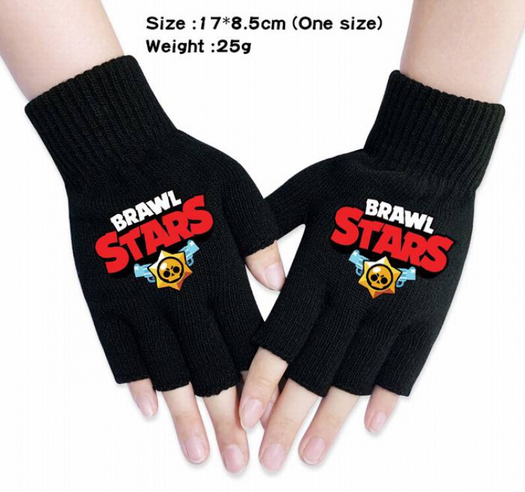 Brawl Stars-3A Black Anime knitted half finger gloves