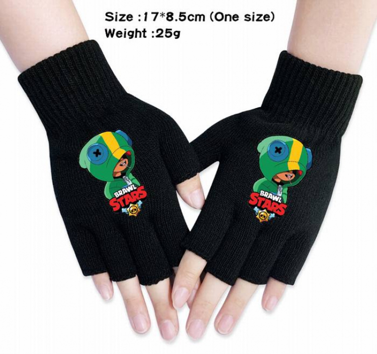 Brawl Stars-5A Black Anime knitted half finger gloves