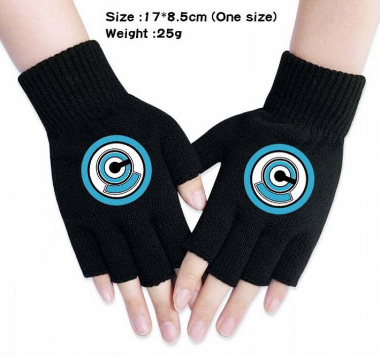 Dragon Ball-12A Black Anime knitted half finger gloves