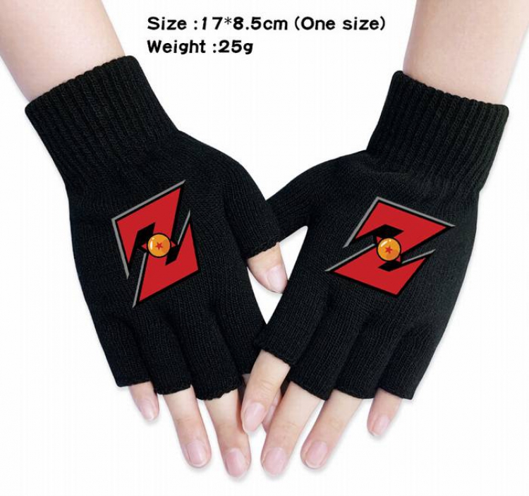 Dragon Ball-14A Black Anime knitted half finger gloves