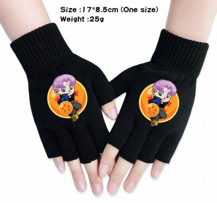 Dragon Ball-16A Black Anime knitted half finger gloves