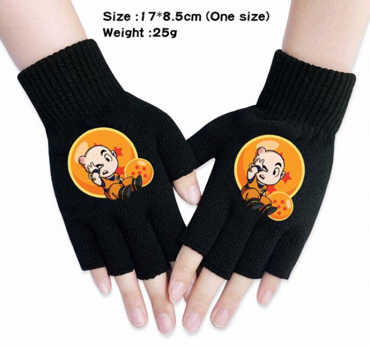 Dragon Ball-19A Black Anime knitted half finger gloves