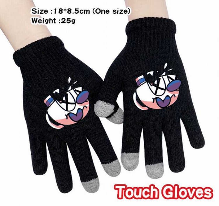 Cuphead-10A Black Anime knit full finger touch screen gloves