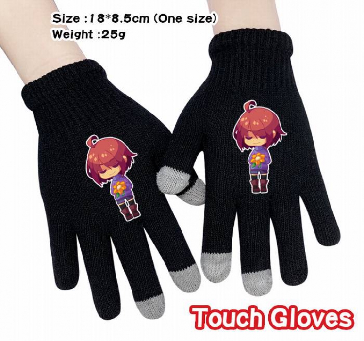 Undertable-11A Black Anime knit full finger touch screen gloves