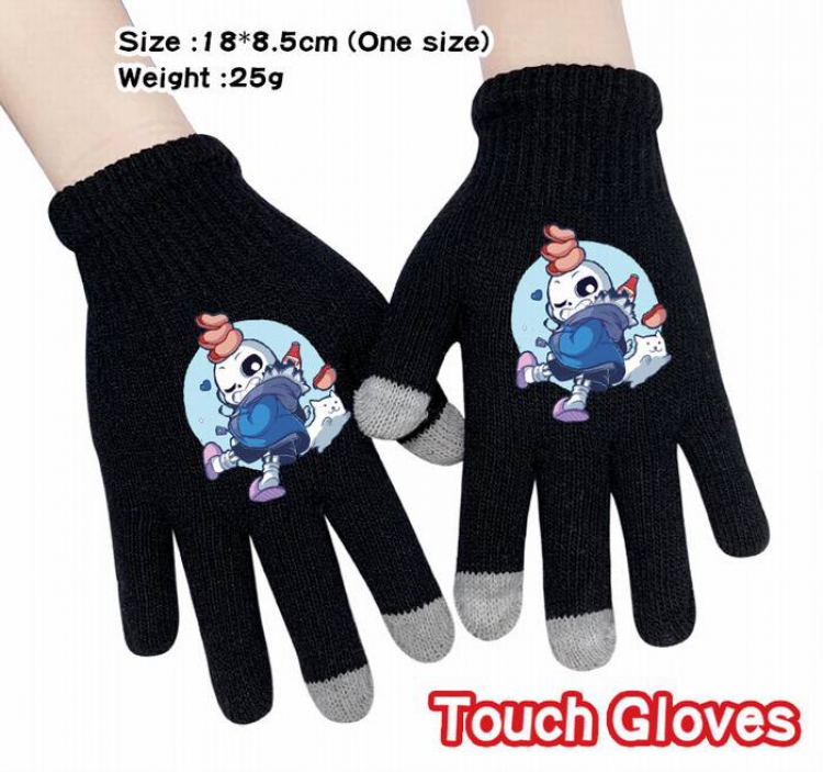 Undertable-2A Black Anime knit full finger touch screen gloves