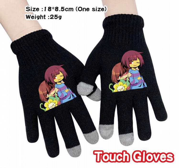 Undertable-6A Black Anime knit full finger touch screen gloves
