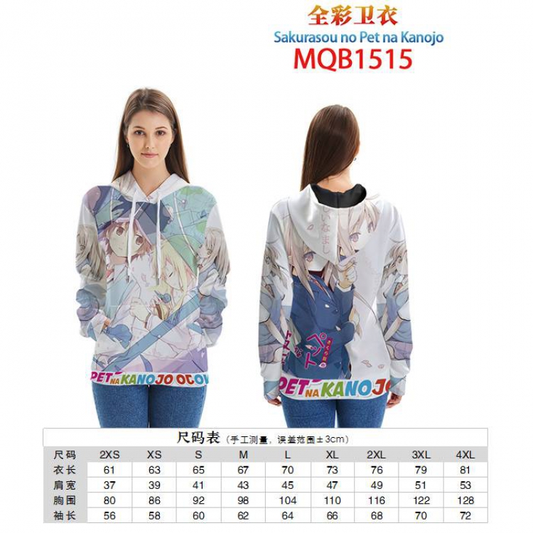 Sakurasou no Pet na Kanojo Full color zipper hooded Patch pocket Coat Hoodie 9 sizes from XXS to 4XL MQB1515