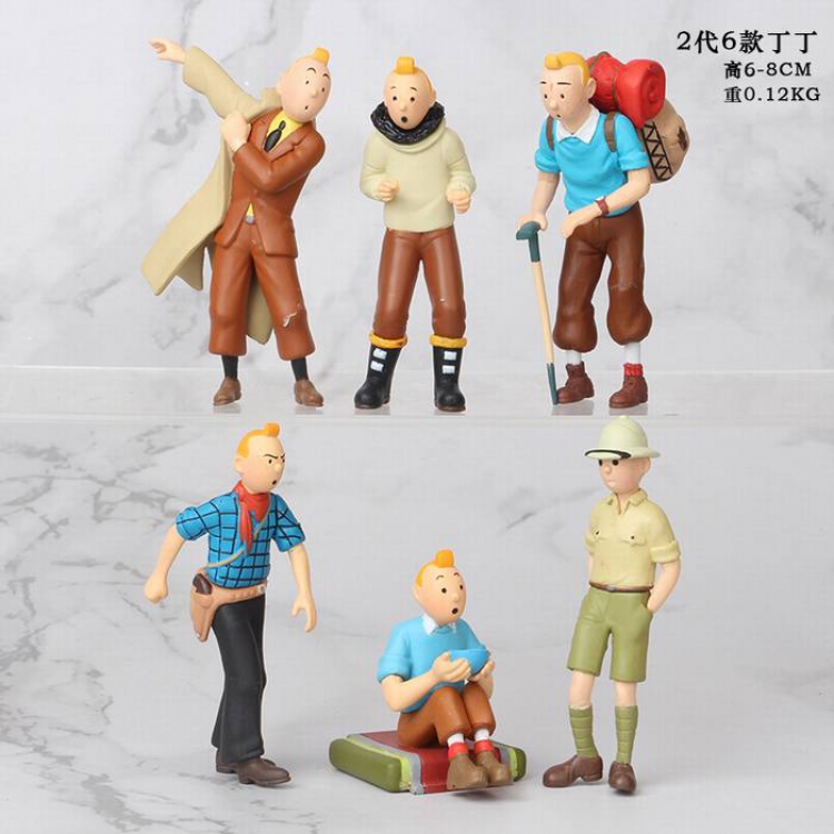 Les Aventures de Tintin et Milou a set of six Bagged Figure Decoration Model 6-8CM 0.12KG