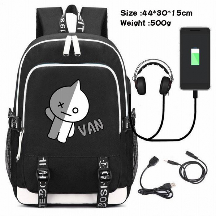 BTS-005 Anime USB Charging Backpack Data Cable Backpack