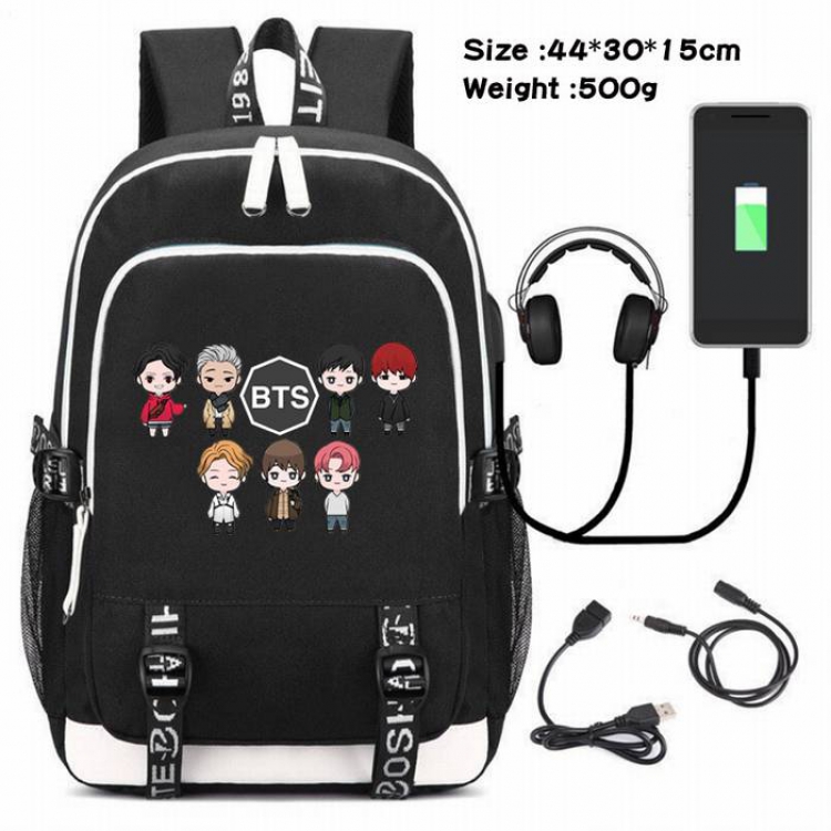 BTS-009 Anime USB Charging Backpack Data Cable Backpack