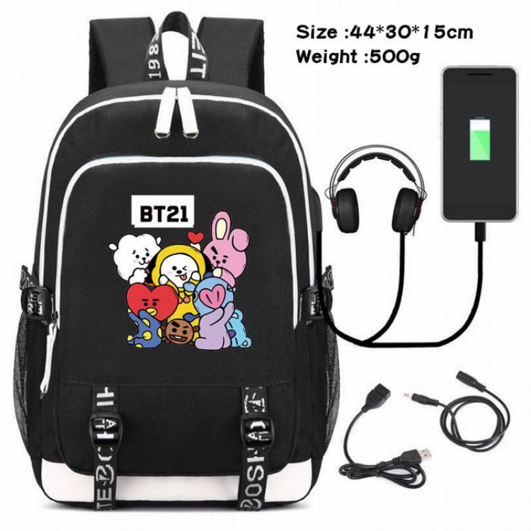 BTS-015 Anime USB Charging Backpack Data Cable Backpack