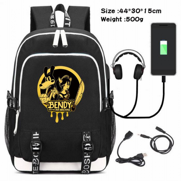 Bendy-024 Anime USB Charging Backpack Data Cable Backpack