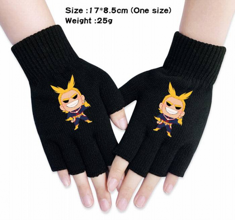 My Hero Academia-22A Black Anime knitted half finger gloves