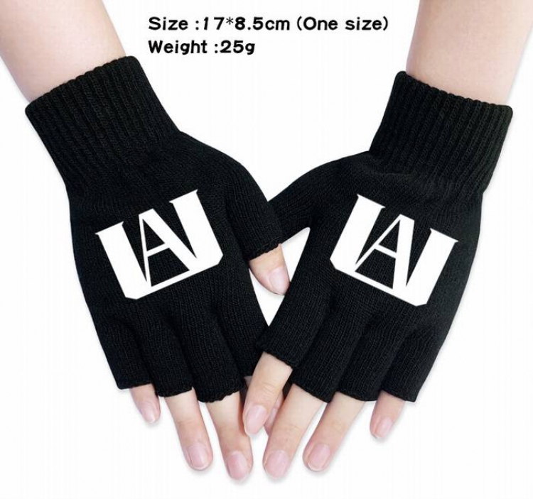 My Hero Academia-29A Black Anime knitted half finger gloves