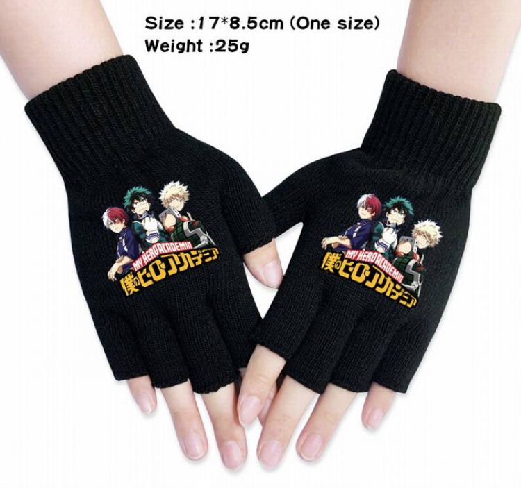 My Hero Academia-4A Black Anime knitted half finger gloves